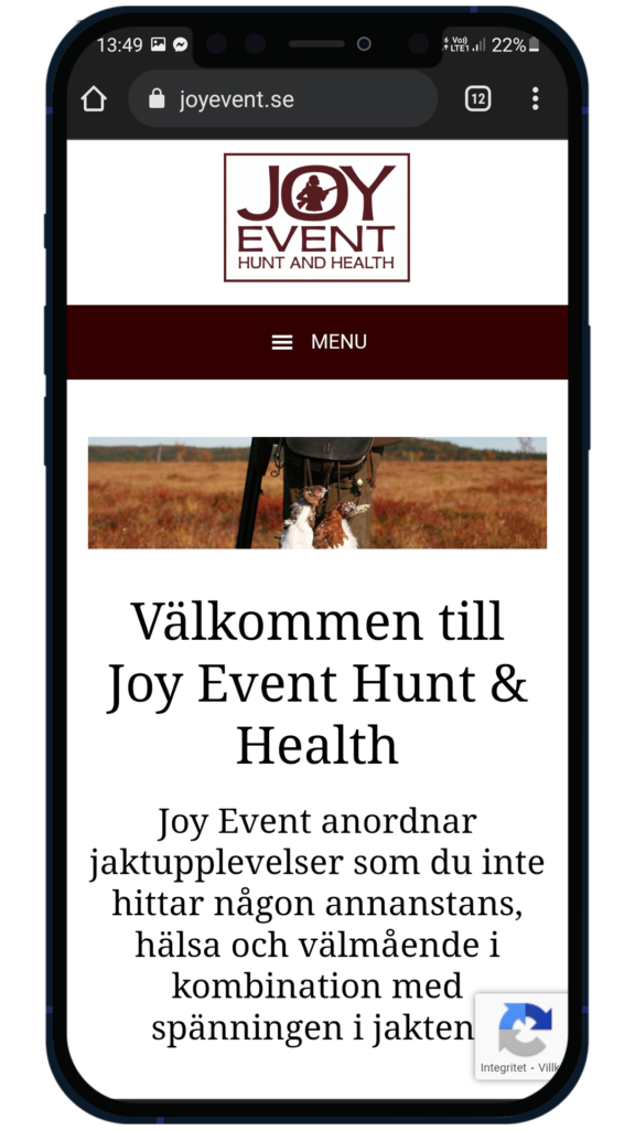Vår kund Joy Event Hunt & Health